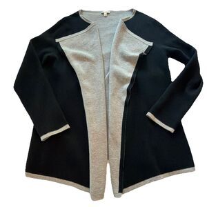 Talbots Petite Medium Cardigan black Open Front Long Sleeve kimono minimalist